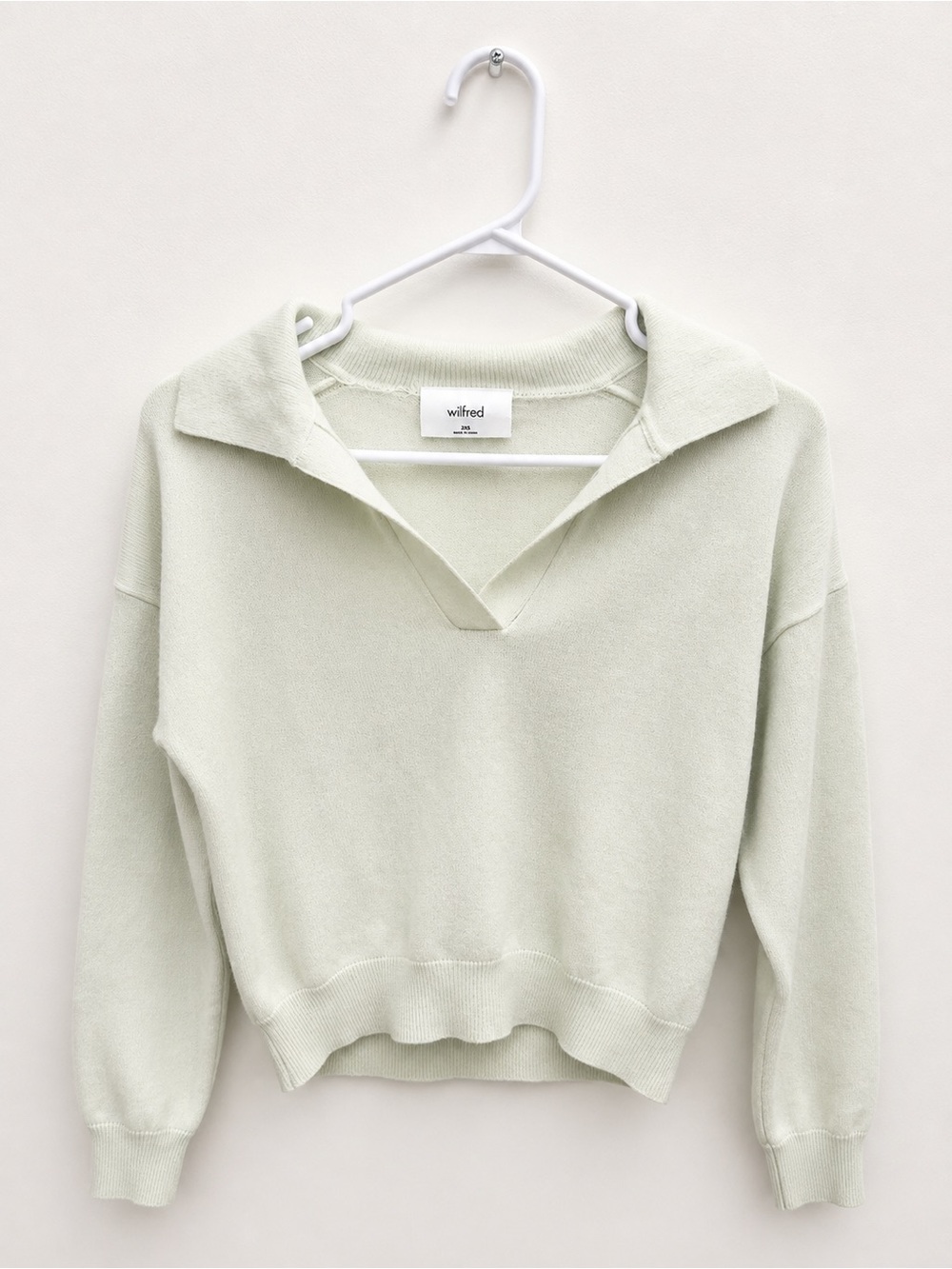 Wilfred Sage Green Collared V-Neck Pullover Sweater